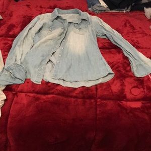 Light blue jean button down top